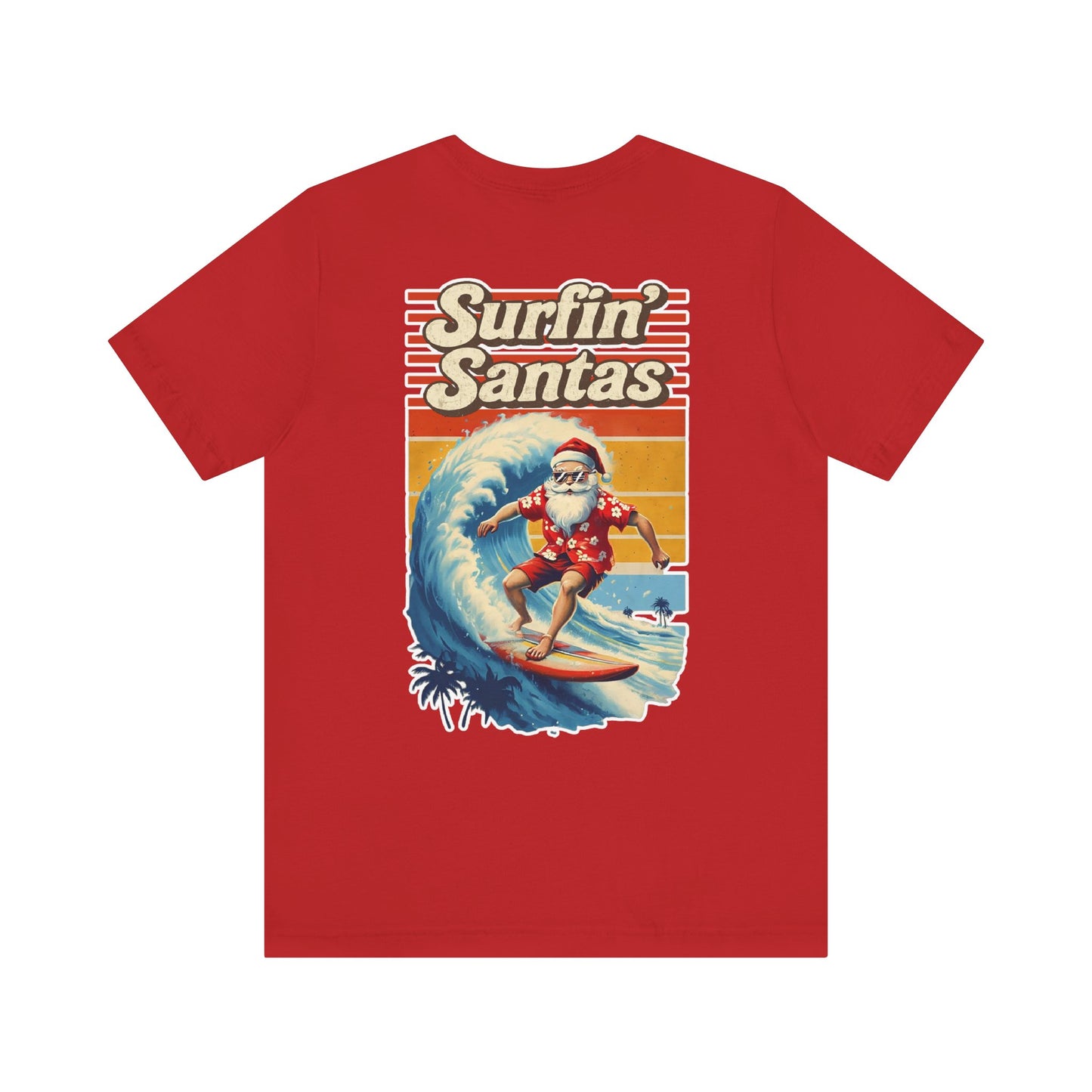 Surfin’ Santa – Retro Coastal Christmas Tee