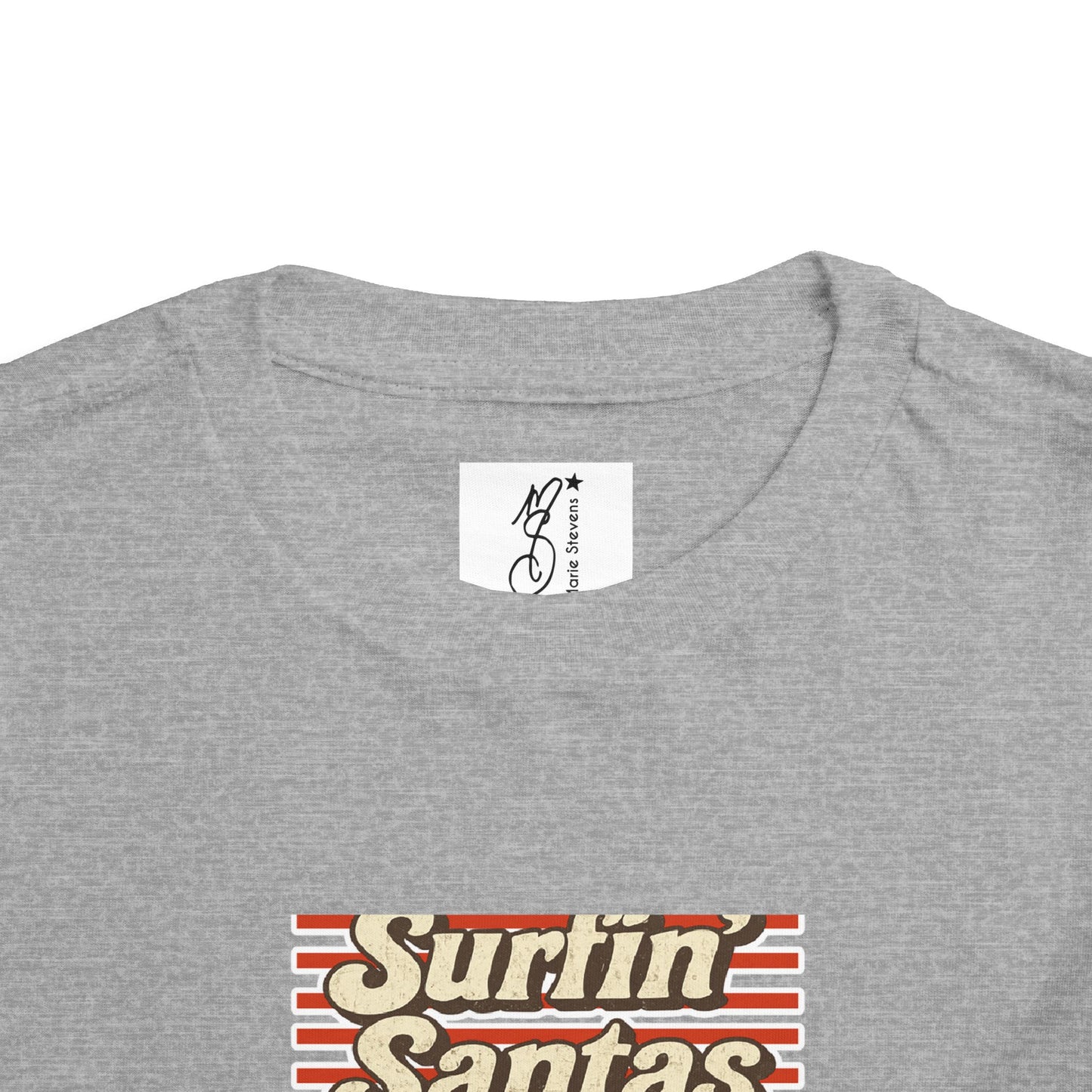Toddler Tee — 'Surfin Santas' Retro Christmas Surfing Santa Holiday Shirt