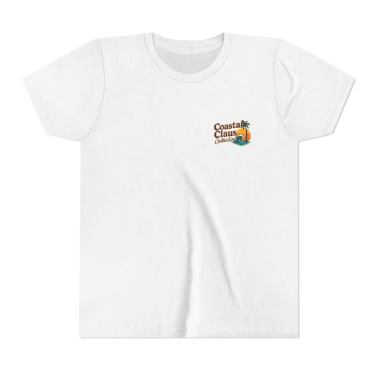 Youth Tee - "Surf Into the Season" Surf Christmas Shirt (Coastal Claus Holiday Tee)