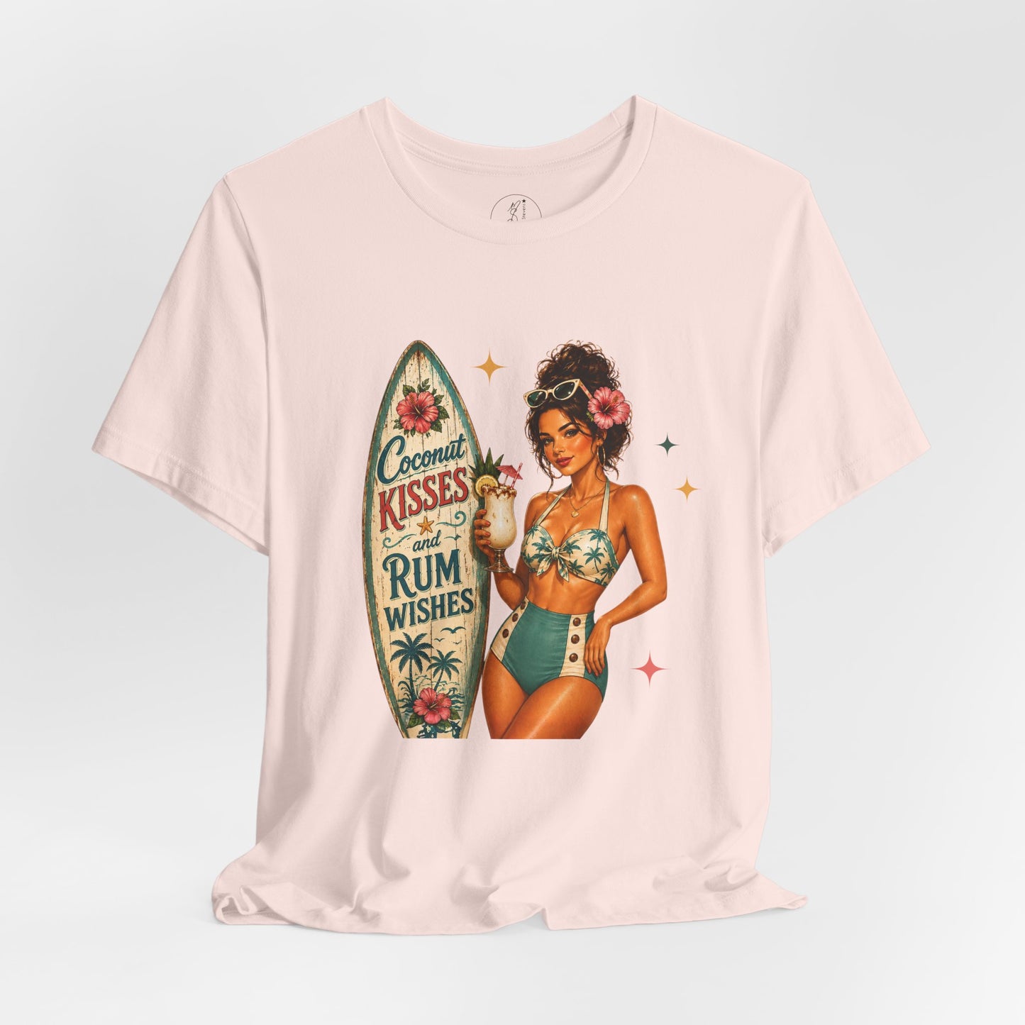 Retro Pin Up Coconut Kisses & Rum Wishes Unisex Tee