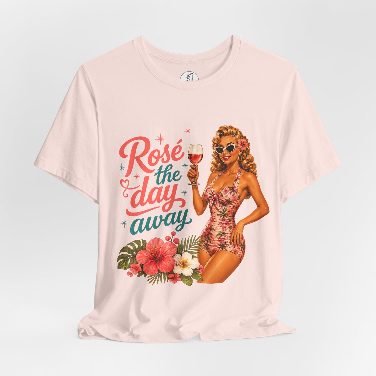 Retro Pin Up Rosé the Day Away Unisex Tee