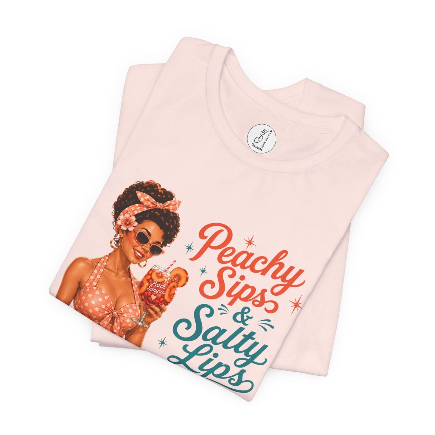 Retro Pin Up Peachy Sips Unisex Tee