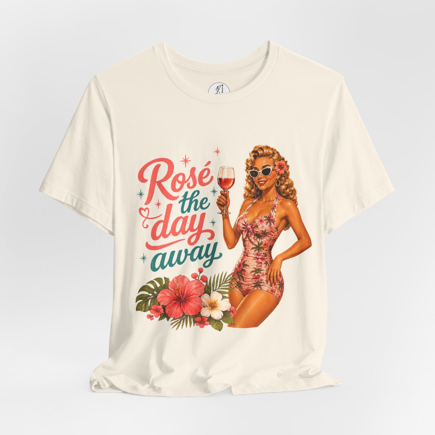 Retro Pin Up Rosé the Day Away Unisex Tee