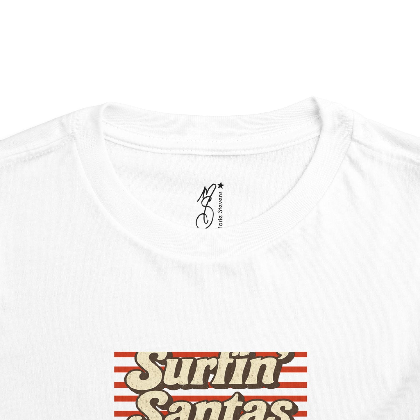 Toddler Tee — 'Surfin Santas' Retro Christmas Surfing Santa Holiday Shirt