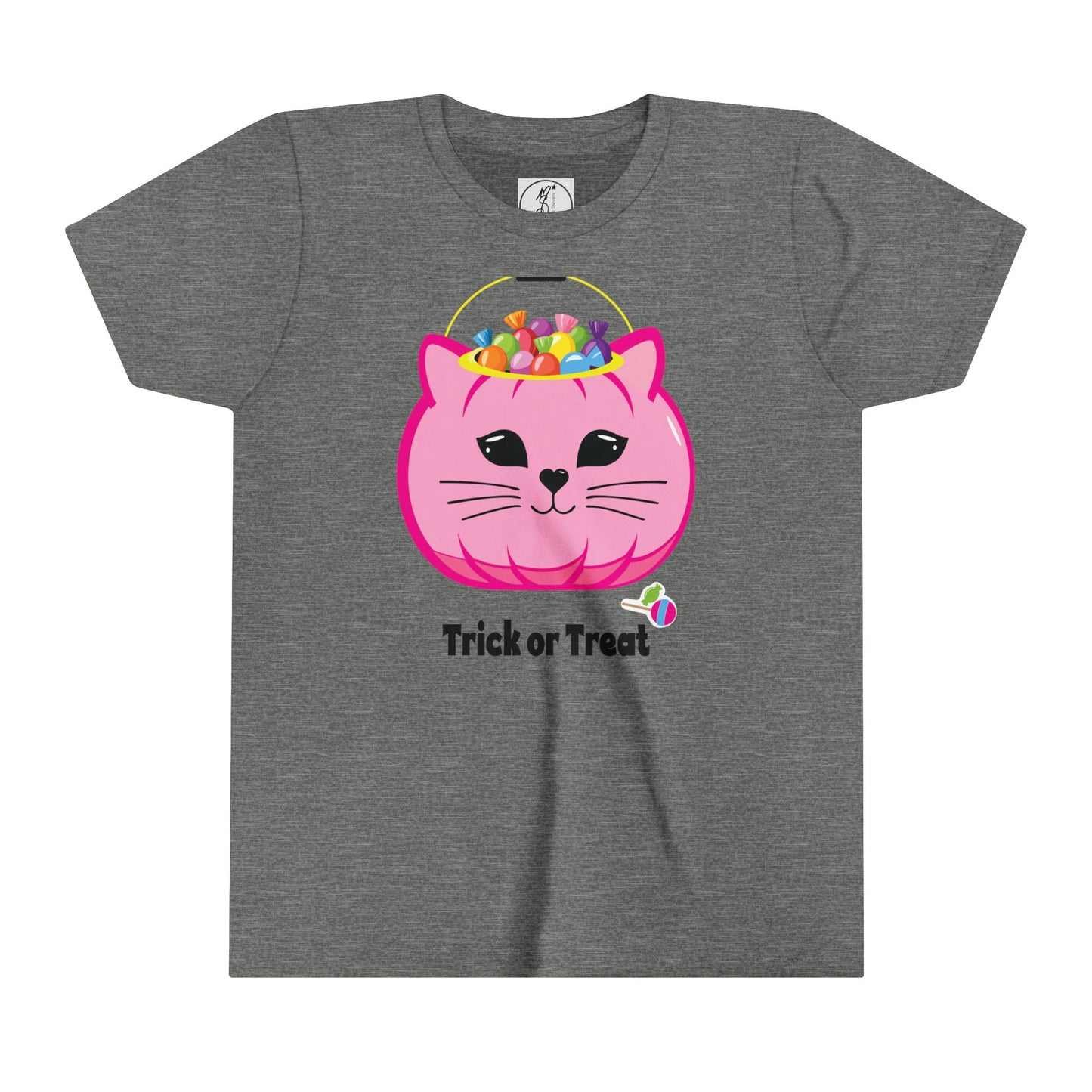 Trick or Treat Kitty Cat Pail Youth Tee