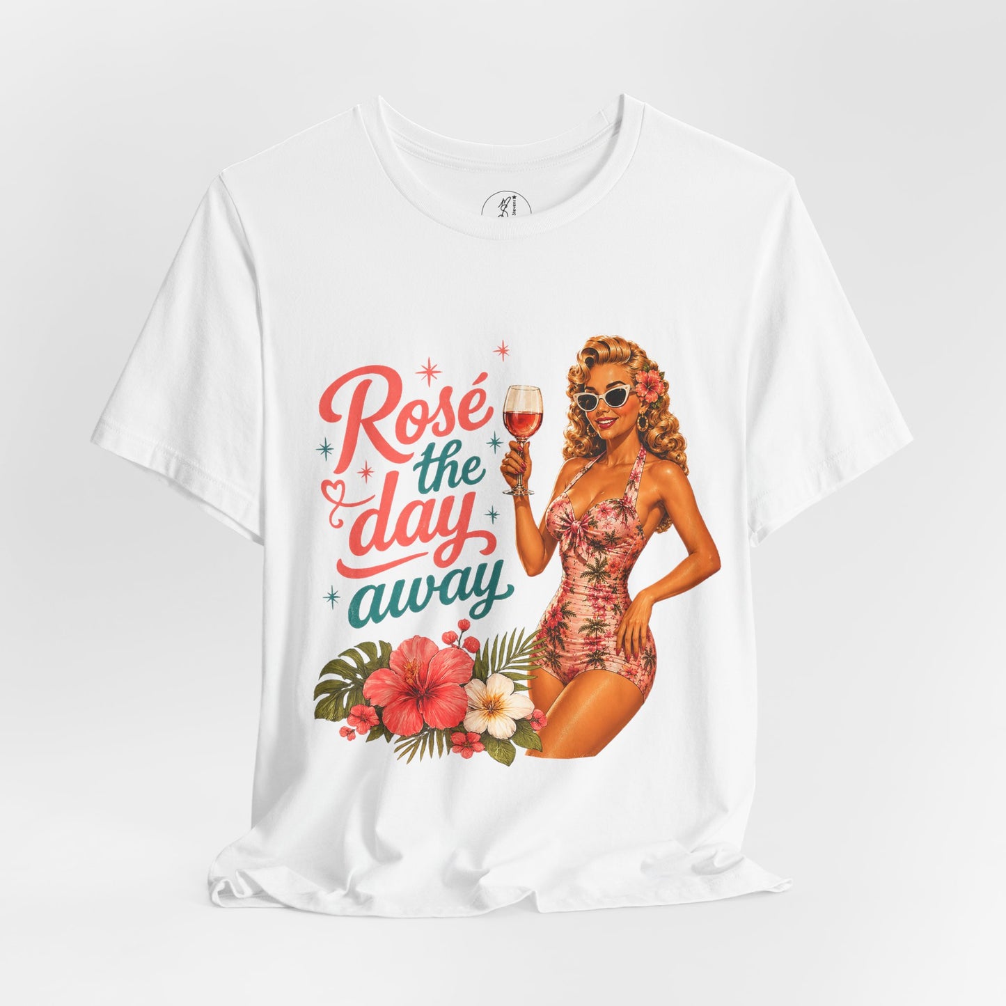 Retro Pin Up Rosé the Day Away Unisex Tee