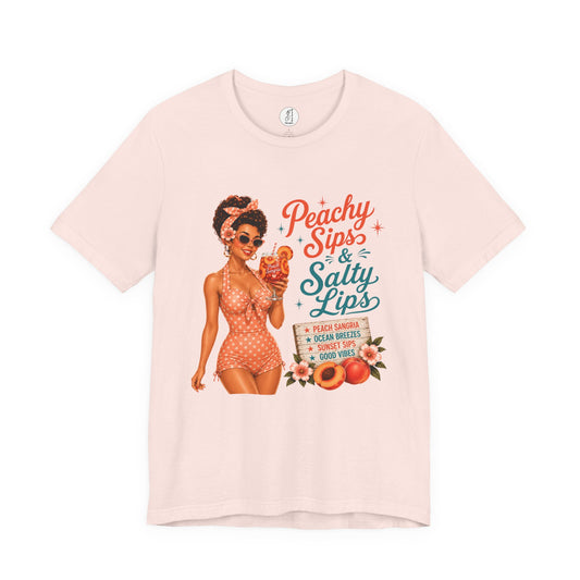 Retro Pin Up Peachy Sips Unisex Tee