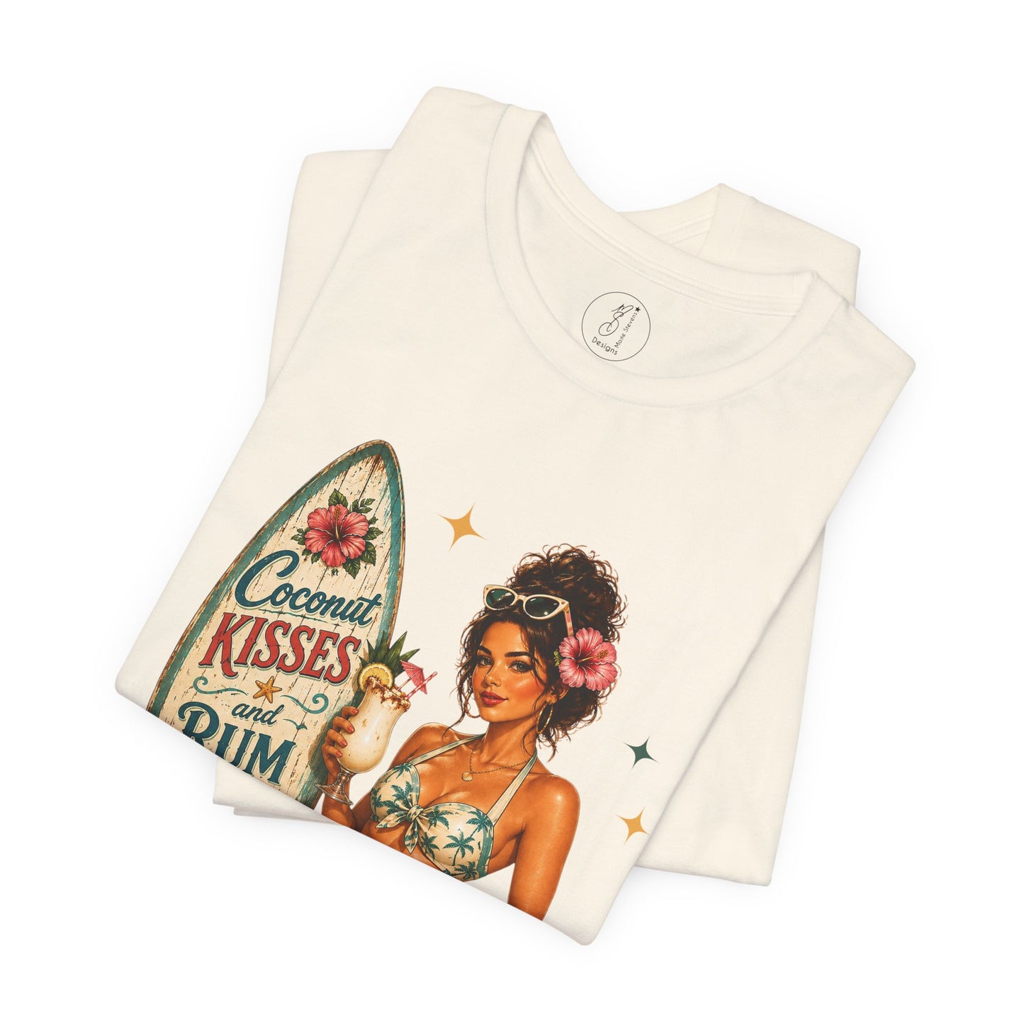 Retro Pin Up Coconut Kisses & Rum Wishes Unisex Tee