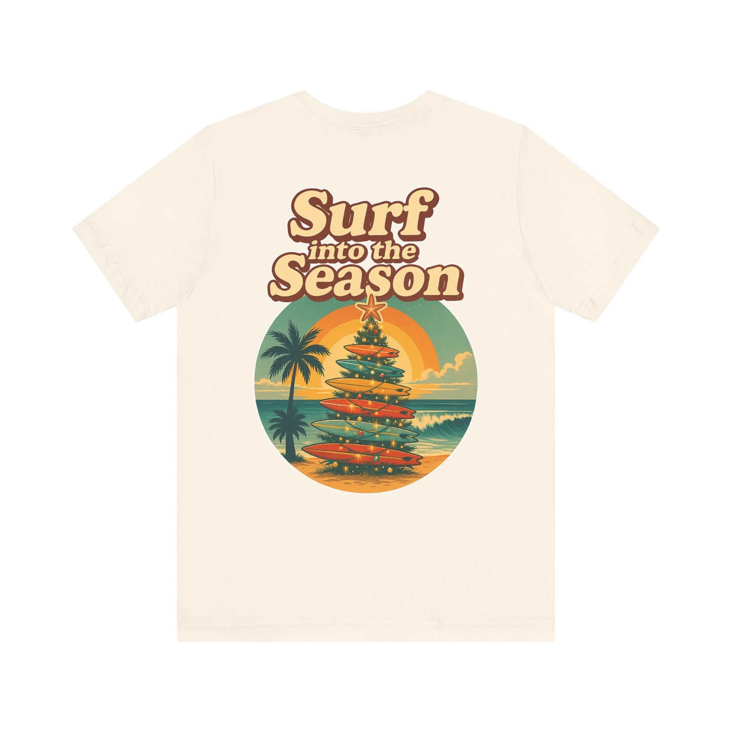 Surf Into the Season Tee — Retro Coastal Christmas Tee