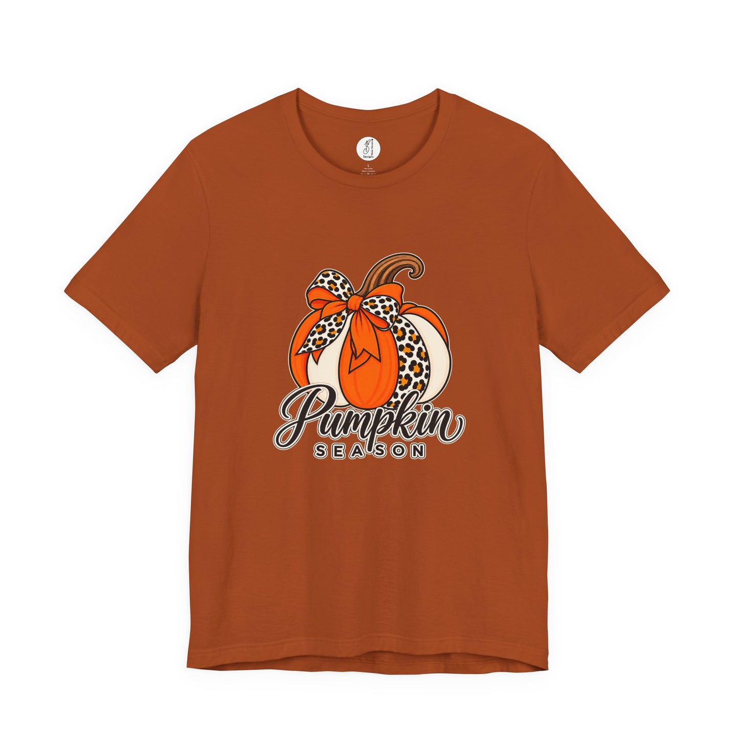 Pumpkin Season Tee — Leopard Bow Fall Pumpkin Graphic T‑Shirt