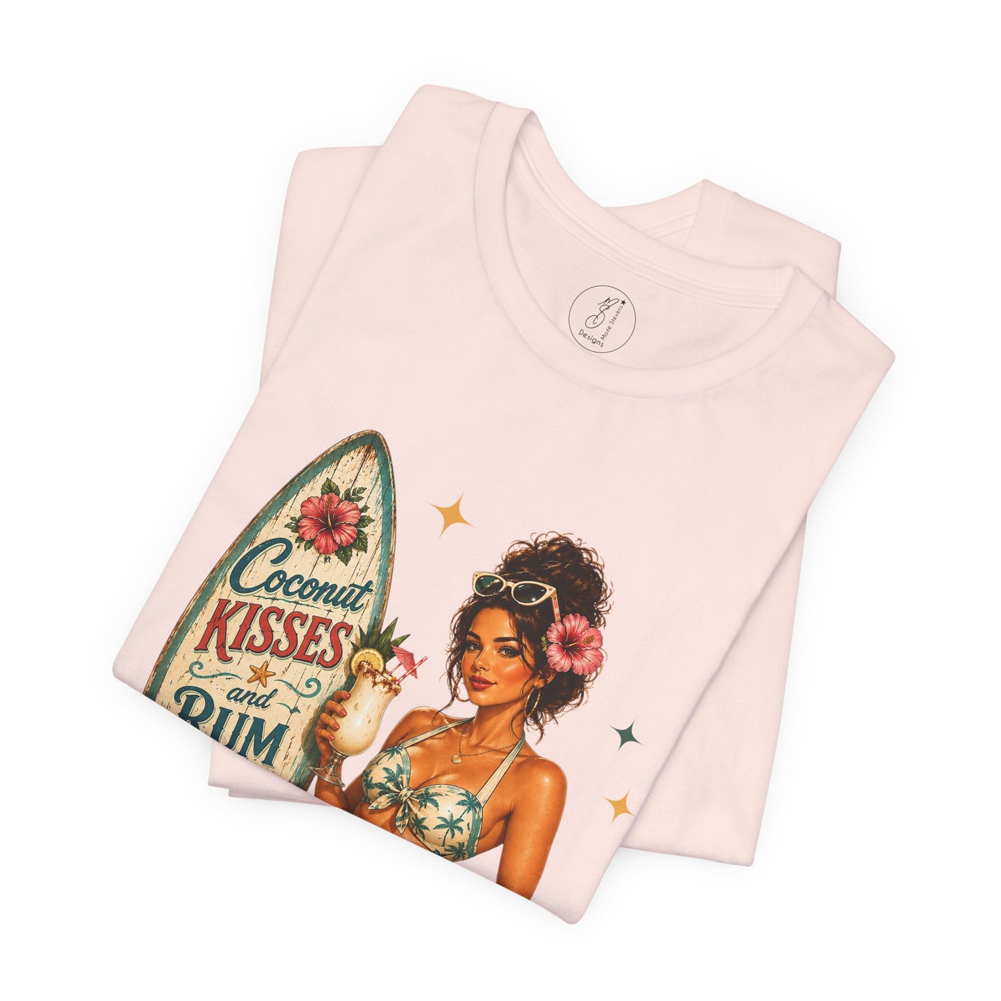 Retro Pin Up Coconut Kisses & Rum Wishes Unisex Tee