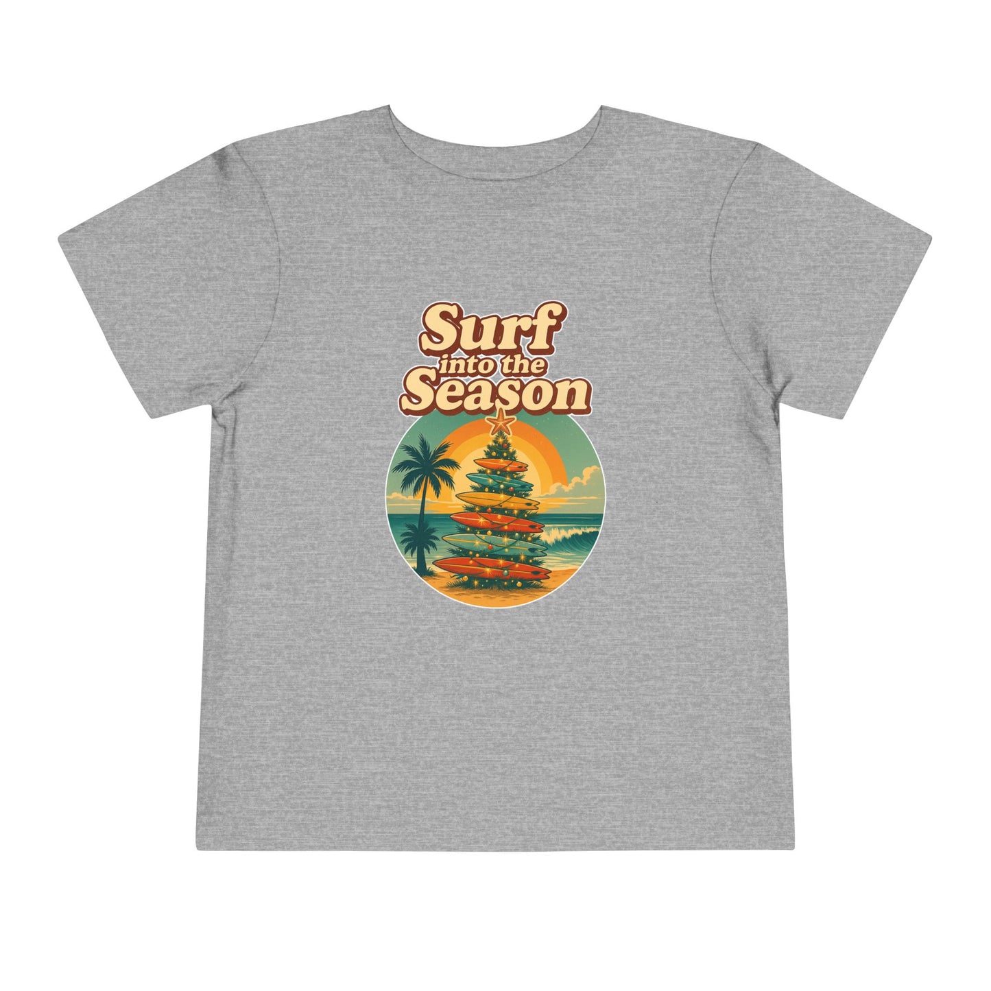 Toddler Tee — "Coastal Claus" Surf Into the Season Christmas Beach Shirt