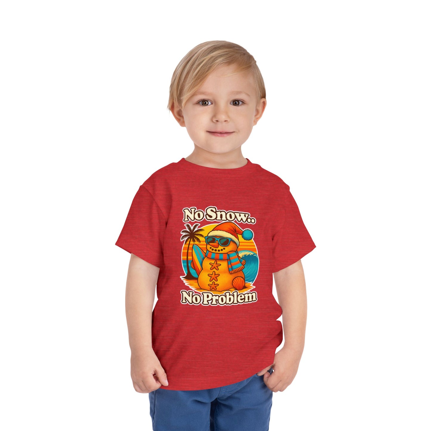 Toddler Tee — "No Snow, No Problem" Beach Snowman Graphic