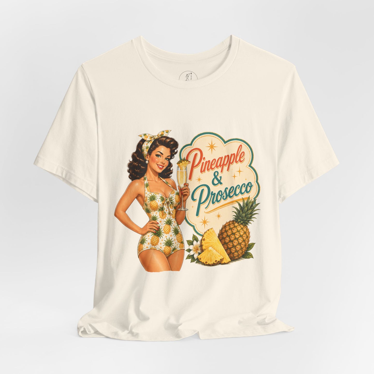 Retro Pin Up Pineapple & Prosecco  Unisex Tee