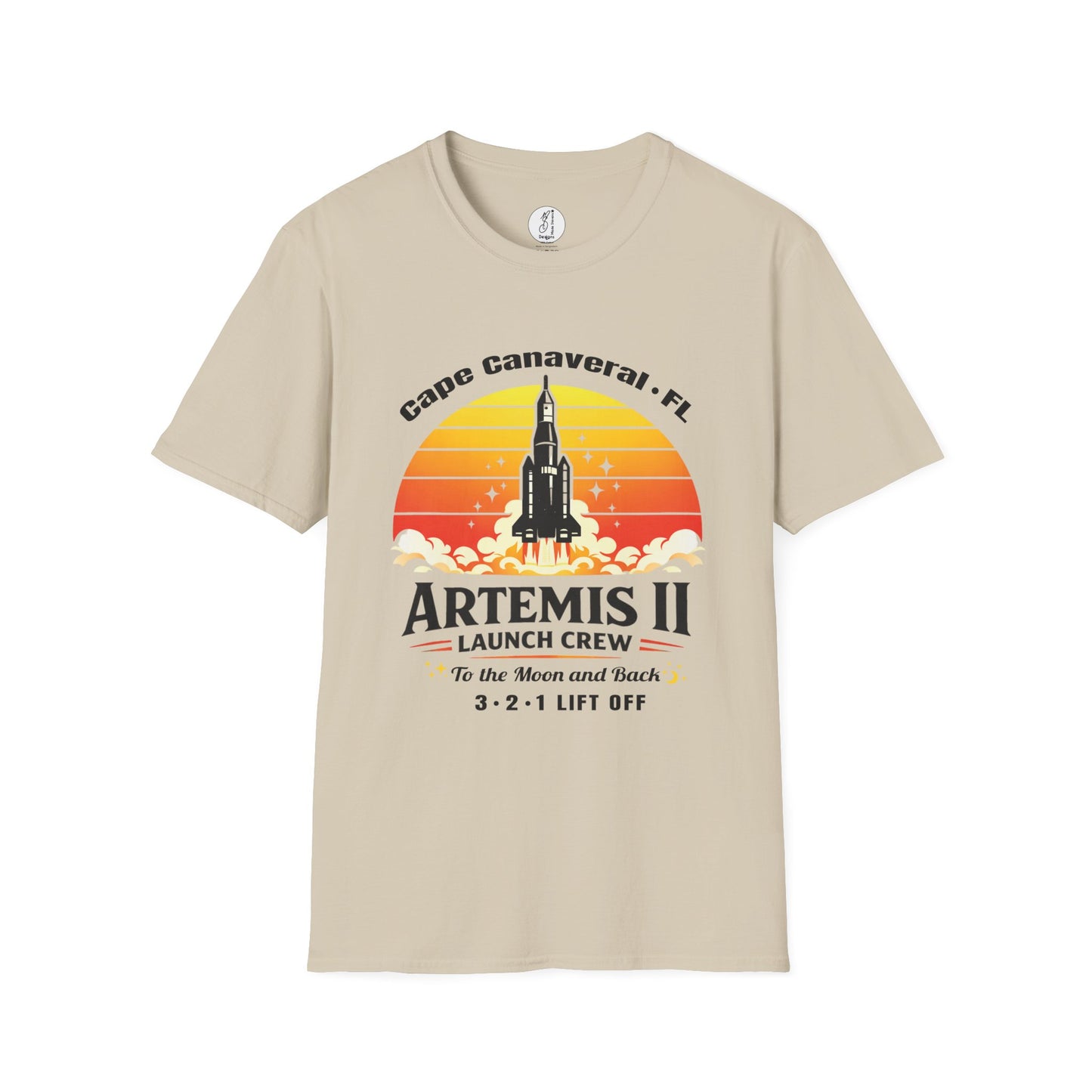Artemis II Launch Crew T-Shirt — Cape Canaveral Retro Rocket Tee
