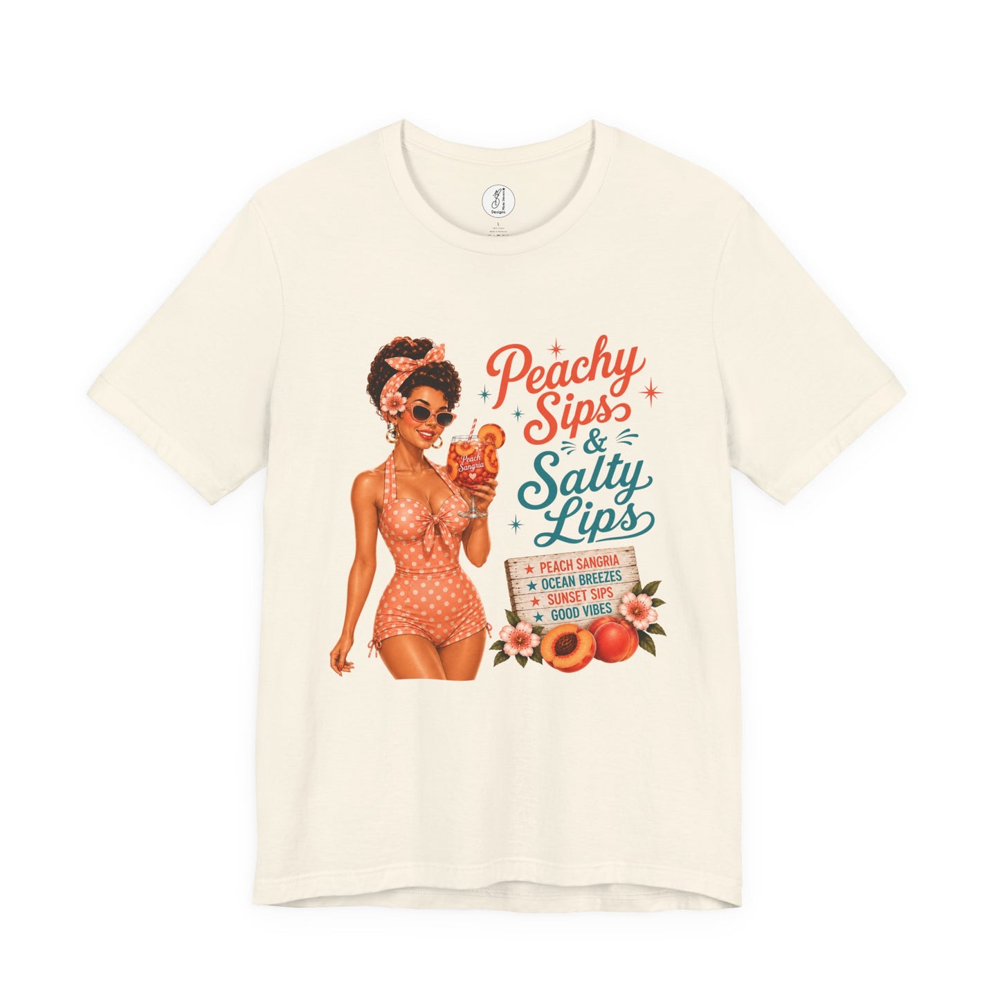 Retro Pin Up Peachy Sips Unisex Tee