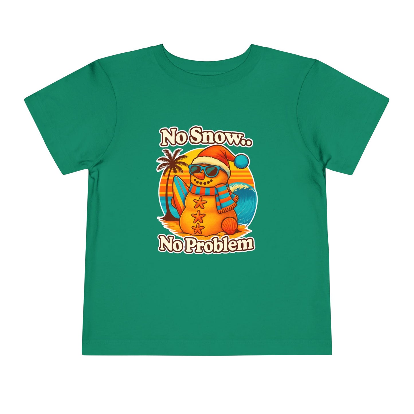 Toddler Tee — "No Snow, No Problem" Beach Snowman Graphic