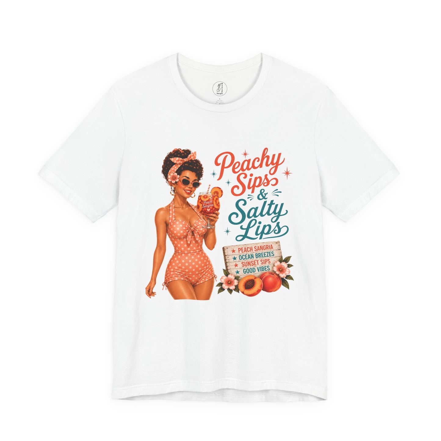 Retro Pin Up Peachy Sips Unisex Tee