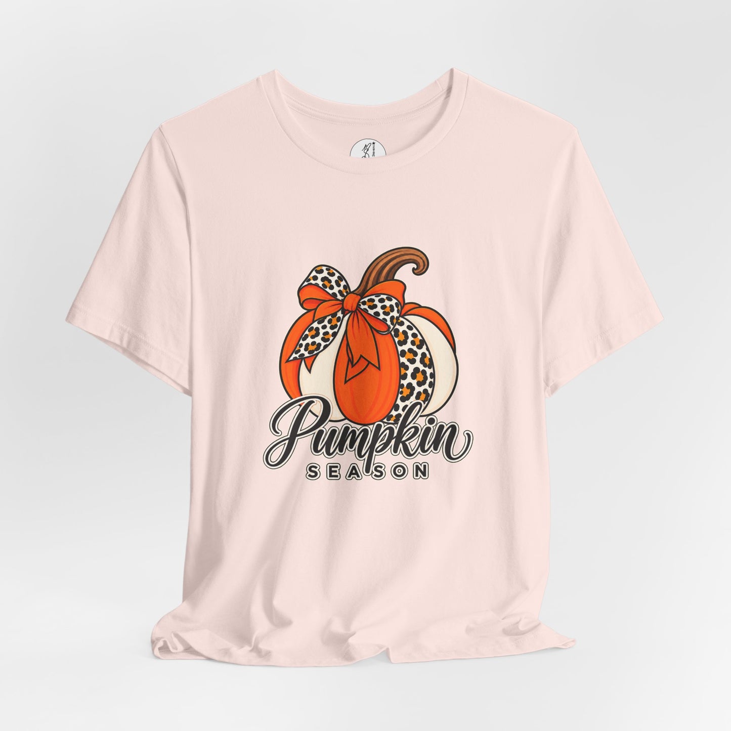 Pumpkin Season Tee — Leopard Bow Fall Pumpkin Graphic T‑Shirt