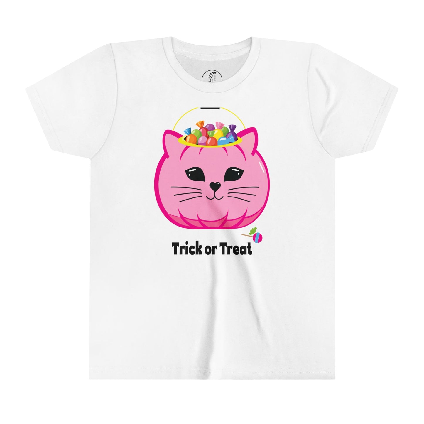 Trick or Treat Kitty Cat Pail Youth Tee